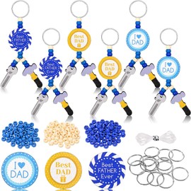 Sanixin 18 Set Fathers Day Keychain Gifts Beaded Keychain Craft Kit for Men Grandpa Father Father's Day Craft Gifts (Style 2)