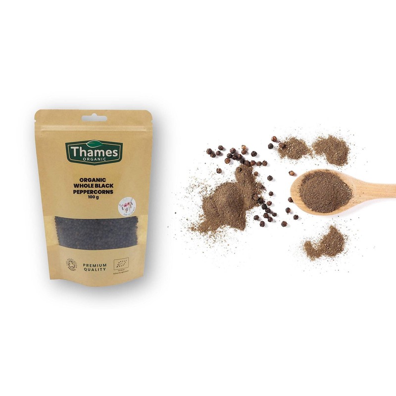 Organic Whole Black Peppercorns-Certified Organic, Non-GMO, Vegan, No Additives, No