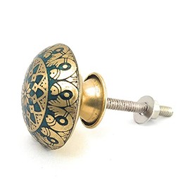 French Furniture Fittings Set of 6 Brass Fish Knobs - Turquoise Kitchen Cabinet Pull knobs, Cupboard, Chest, Furniture, Drawer Handles - Vintage Shabby Chic 38mm by FFF