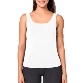 BAMBOO COOL Shelf-Bra Camisole for Women Chest Cover Basic Tank Top with Adjustable Strap Soft Undershirt White