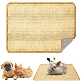 SUPERPAWS Bunny Scratch Pads,Natural Sisal Cat Rabbit Scratching Mat,Small Animal Scratch Pad Rug for Indoor Grinding Claw Sleeping Pad for Guinea Pigs Chinchillas Ferrets (23.6"*15.7",1Pc)