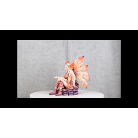 Ebros Gift Goddess of Fire Elemental Pixie Fairy in Ember Pyre Dress Sitting Figurine