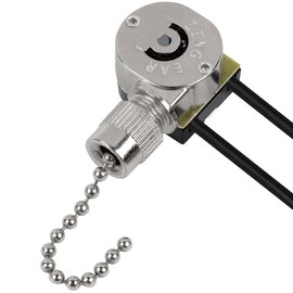 Ceiling Fan Light Switch ZE-109M Pull Chain Switch On Off Light Switch compatible with Hunter Ceiling Fan Light Lamp Replacement-Nickel Chain
