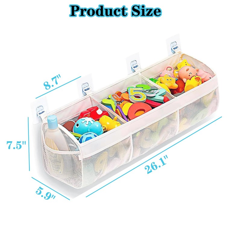 Buudreza Bath Toy Storage, Bath Toy Organiser with 3 Compartments