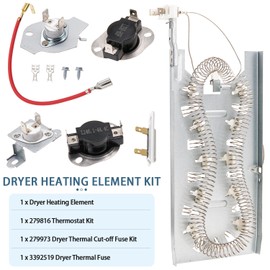 Dryer Heating Element Repair Kit Replaces For Maytag Bravos Model MED7230HW1 MED7230HW0 MED7230HW2 MED7230HW3 MED7230HC1 MED7230HC0 MED7230HC2 MED9700SQ0 MED9700SB0 MED9600SQ0 MED9800TQ0