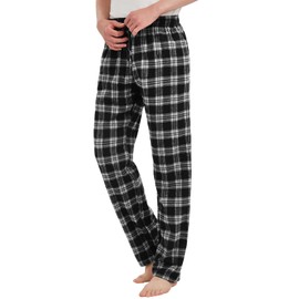 Idtswch Tall Mens Pajamas Pants 34 Inseam Plaid Lounge Pants Sleepwear Bottoms Black