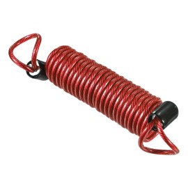 MECCANIXITY Disc Security Steel Cable Lock, Safety Cable Flexible Wire Rope Luggage Lock 5feet 2.5mm Vinyl Coated Braided Steel with Double Loop for Bike Bicycle U-Lock Padlock Red