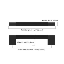 Asidrama 10 Pack 5 Inch(128mm) Matte Black Knurled Kitchen Cabinet Handles, Cabinet Pulls Kitchen Cabinet Hardware for Cupboard Drawer Pulls