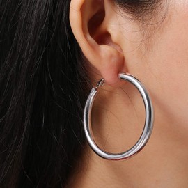 Sterling Silver Hoop Earrings for Women Thick Large Silver Earings Hypoallergenic Chunky Silver Hoops 25mm
