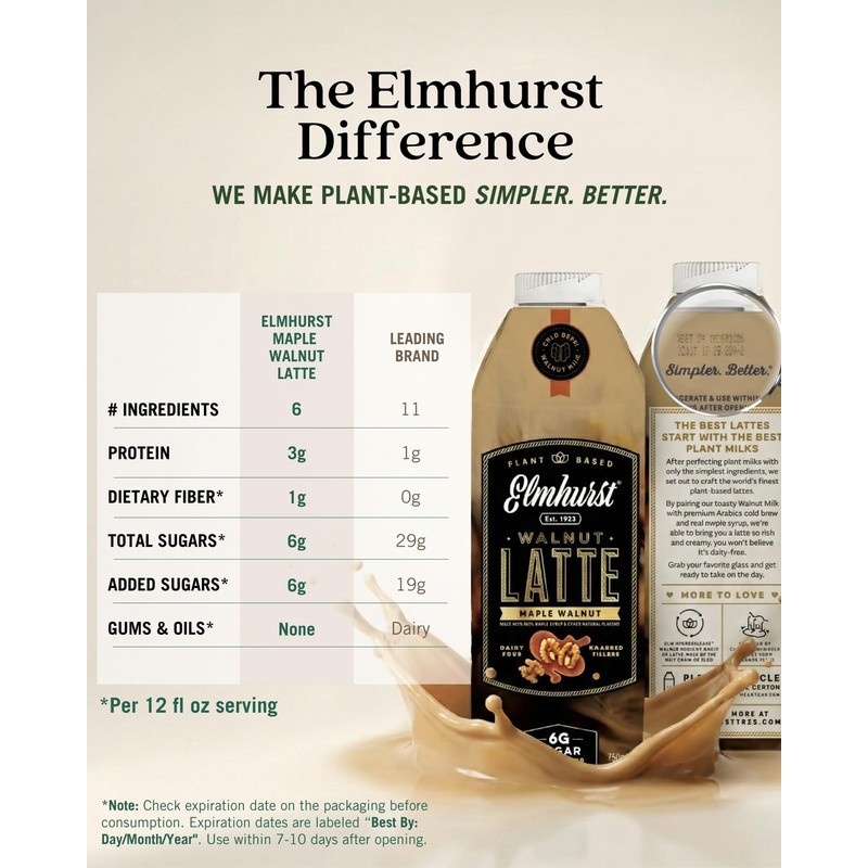 Elmhurst 1925 Maple Walnut Latte – Plant-Based, Vegan, Dairy-Free Plant