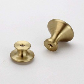 Vogueing Tool Round Knobs Handle, 2pcs Brass Knobs Unrust Gold Contemporary Modern Furniture Knobs Cupboard Handles Drawer Dresser Handles/S Small Head Shape
