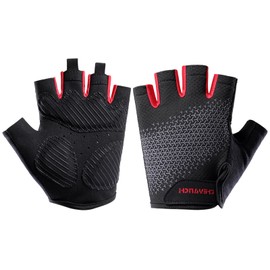 SUJAYU Workout Gloves for Men Women, Gym Gloves Weight Lifting Gloves for Men, Mens Workout Gloves Women Weight Lifting Gloves (Red, Large)