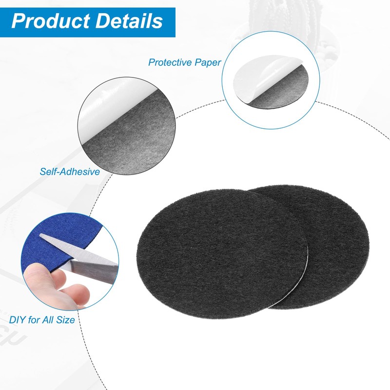uxcell 8pcs 3 Inch Round Adhesive Backed Felt Non-Slip Felt