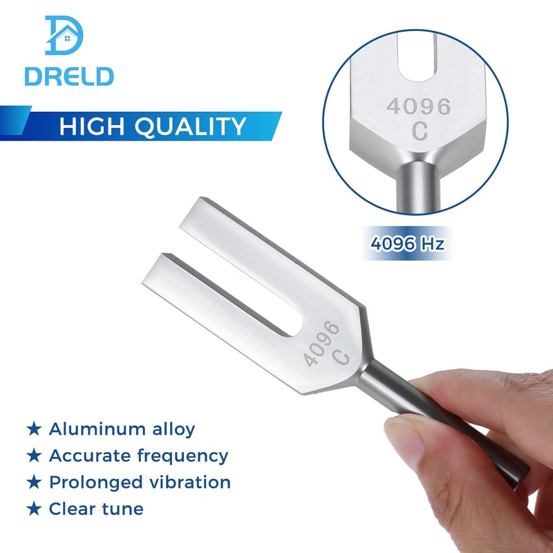 Dreld 4096Hz Tuning Fork, Tuner, Rubber Mallet with Storage Pouch,