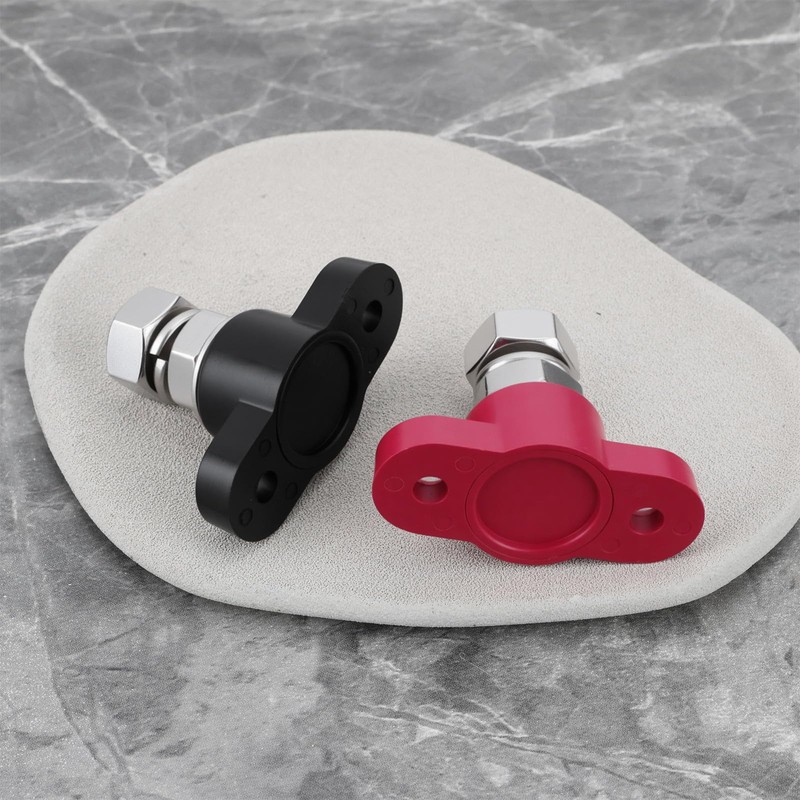 YINETTECH 2Pcs 3/8inch 12VDC 250A Insulated Terminal Stud Red and