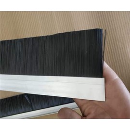 Two Pieces Door Bottom Sweep Silver Color Aluminum Alloy Extra 4 inch Long Black PP Silicone Soft Brush (39, 4 inch)