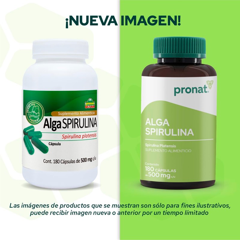 Pronat | Alga Spirulina Cápsulas - 180 Cápsulas de 500
