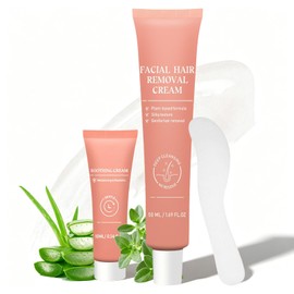 Facial Hair Removal Cream for Women, Painless & Gentle At-Home Depilatory Cream for Upper Lip, Chin & Sideburns, 4-Minute Formula with Spatula & Calming Cream for Sensitive Skin, 1.69 Fl Oz