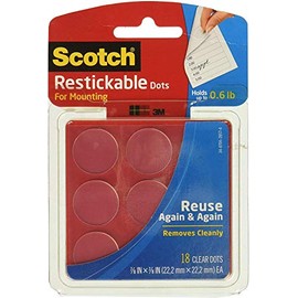 Scotch(R) Restickable Mounting Dots, Clear Circles, Pack of 18 (6)