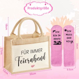 YYSWSAKY Retirement Gift Woman Included Socks Funny Jute Bag Retirement Gift for Women Pensioner Gift Woman Forever Evening