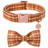 UP URARA PUP Fall Plaid Dog Collar and Bow Tie