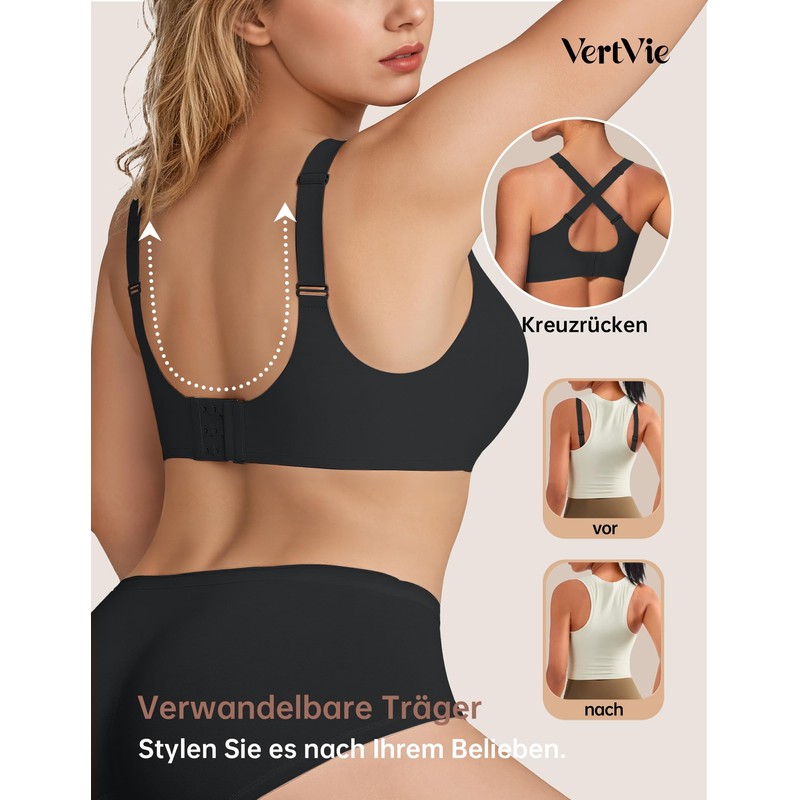 Vertvie Seamless Bra without Underwire Sports Bustier Cross Lace V