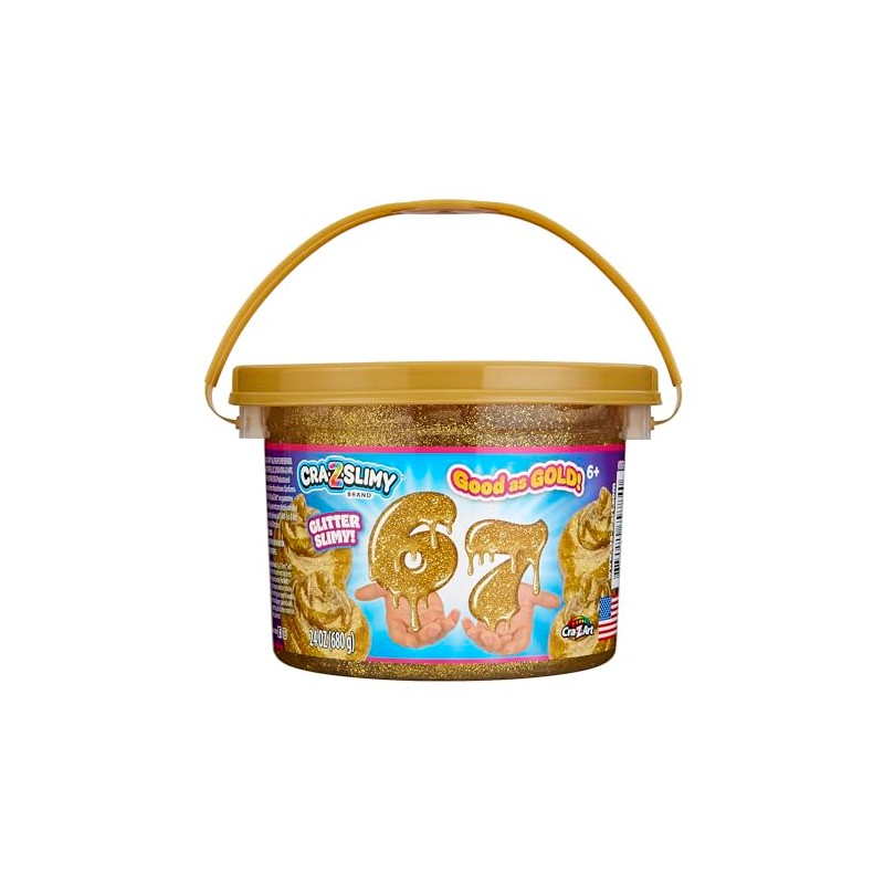 Cra-Z-Art 67 Slime Bucket, 24 oz Gold Glitter Premium Premade