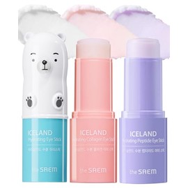 THESAEM Iceland Hydrating Eye Stick 0.24oz Paquete de 3 - Bálsamo refrescante para ojos con colágeno y péptidos - Bálsamo refrescante para ojos con oj