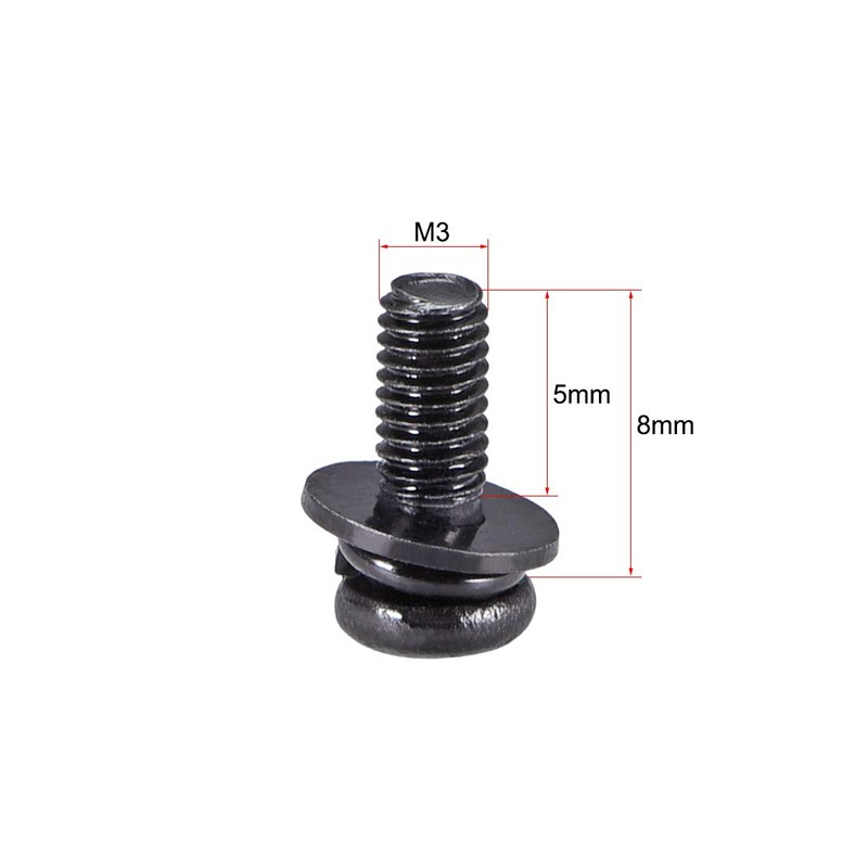 sourcing map M3 x 8mm Carbon Steel Phillips Pan Head