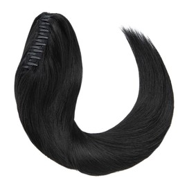 MY-LADY Ponytail Extension Human Hair Claw Clip in Ponytail Hair Extension Long Straight Pony Tail Hair Extensions Real Human Hair for Women Jet Black 22 Inch 120g