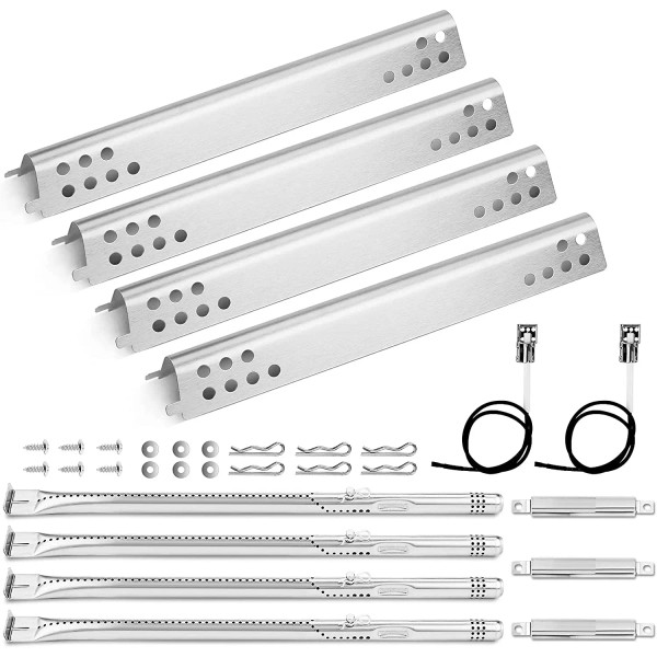 Burner, Heat Plate Shield, Tube for Charbroil 4 Burner 463344116