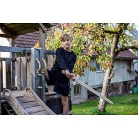 BestSaller 1015 Templar Knight Two-Handed Sword Templar Wood 100 cm Handle Wrapped in Brown Faux Leather