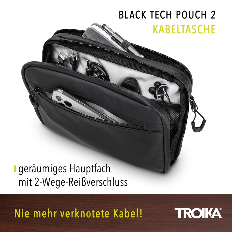 TROIKA Black Tech Pouch 2 - BBL64/BK - Cable Bag