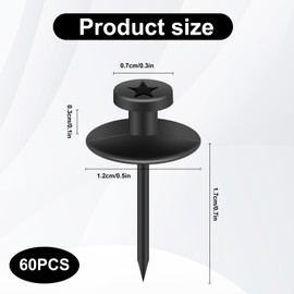 60Pcs Double Headed Picture Hanging Nails,Thumb Tacks for Wall,Small Head Hanging Nails Push Pins, for Drywall Cork Board Home Office Photo Decorations(Black)