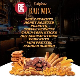 RESNACK Original Bar Mix – 2 Pack (14 oz each) – Spicy Peanuts, Corn Sticks, Sesame Sticks, Mini Pretzels & Smoked Almonds – Kosher, Chips Alternative Snack