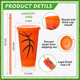 Hollowfly 12 Set Sport Party Favors Football Basketball Soccer Baseball Goodie Bags Include Cups with Straw Mini Stress Ball Keychains Bracelets Whistles Stickers Pencils for Party Birthday Supply