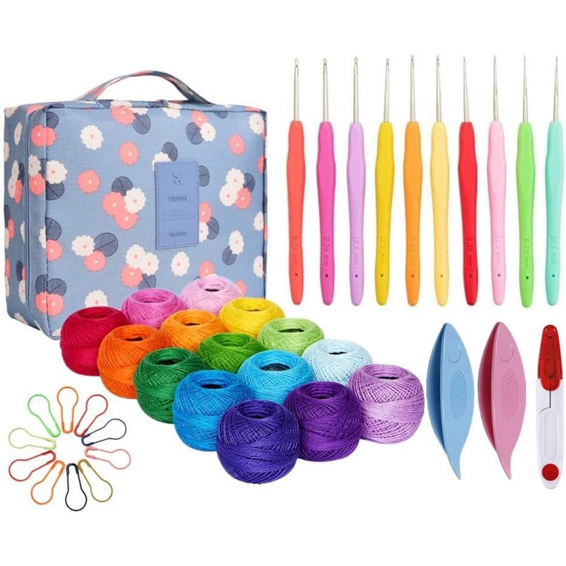 Lewhoo 15 Crochet Thread Balls & 10 Lace Crochet Hooks