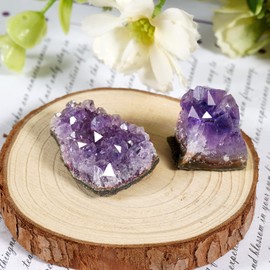 Soulnioi Natural Amethyst Crystal Cluster Irrgular Stone Purple Quartz Geode for Home Decor(2pcs 10g）