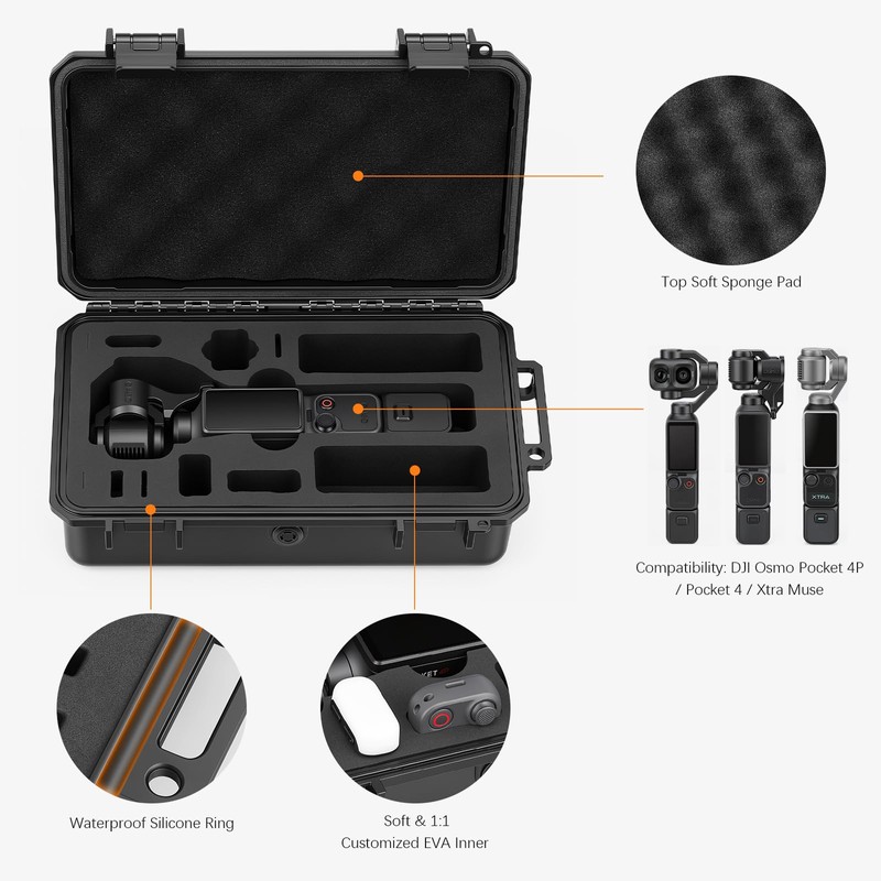 AMAZEAR Waterproof Hard Case Compatible with DJI OSMO Pocket 4P,