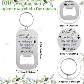 FoldTier 100 Sets Wedding Gifts for Guests Key Bottle Opener Beer Bottle Opener Keychain Wedding Thank You Cards and Organza Bag Wedding Favors for Guests Bridal Shower Thank You Gift