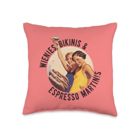 Fun Girl Summer Essentials Wienies Bikinis Espresso Martinis Throw Pillow