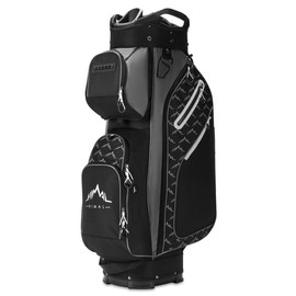 14 Way Golf Cart Bag Featuring Full-Length Divider Top and Multiple Pockets, Golf Bag for Men with Handles and Rain Cover - Color: Black-Grey
