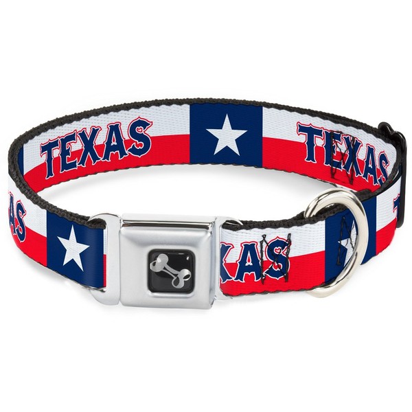 Dog Collar Seatbelt Buckle Texas Flag Texas 16 to 23
