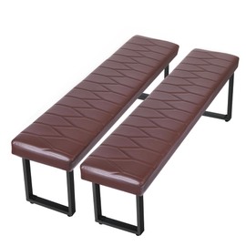 STHOUYN 58” Padded Dining Table Bench Pair of 2 for 6-8 Person, Faux Leather Indoor Cushioned Bench, Extra Long Bench for Dining Room Table, Bedside Bench, Shoe Bench, Entryway Bench (Black, 58")