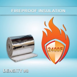 Ceramic Fiber Blanket with Aluminum Foil Facing - 8# 2400F - 1/2" x 24" x 6.2' (75") - High Temperature Insulation for Furnace, Chimney, Forge, Pizza Oven, Stove, Fireplace, Welding, Soldering, HVAC