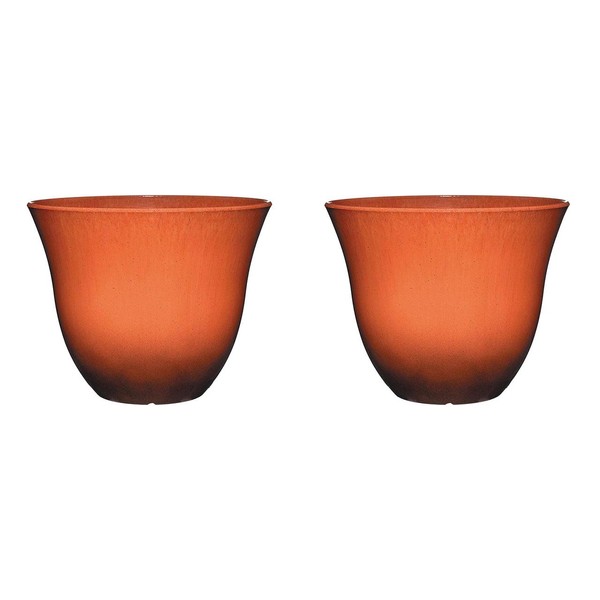 Classic Home and Garden Honeysuckle Resin Flower Pot Planter, Orange