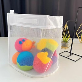 Bathtub Toy Holder, Prevent Spots, Bath Toy Storage Bath Toys for Kids Ages 4-8 30“x8.7”Mesh Bath Toy Holder，let Baby Bath Toys Quick Drying (1 Pocket)