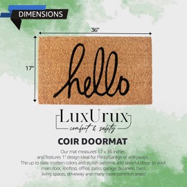 LuxUrux Welcome Mats Outdoor Coco Coir Doormat, with Heavy-Duty PVC Backing - Natural - Perfect Color/Sizing for Outdoor/Indoor uses. (17 x 36)