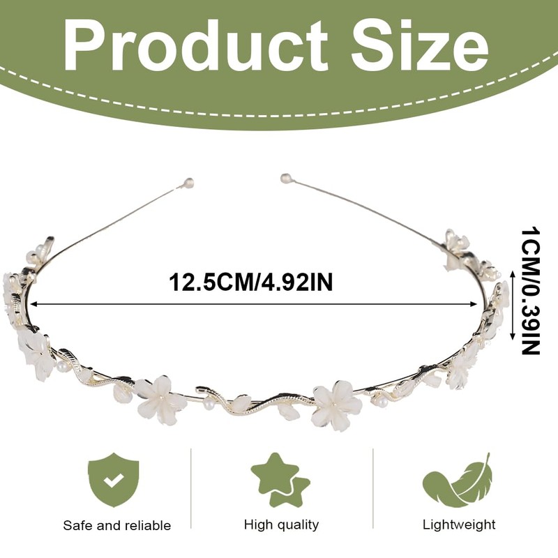 WUSJCOF Girls and Bride Communion Headband - Silver Flower Hair