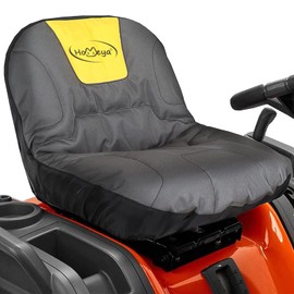 HOMEYA Riding Lawn Mower Seat Cover, Heavy Duty 600D Oxford Waterproof Tractor Seat Cover with Padding & Back Pockets, for 16.5 Inches High Seats, Fits Husqvarna Cub Cadet Seat Without Armrests